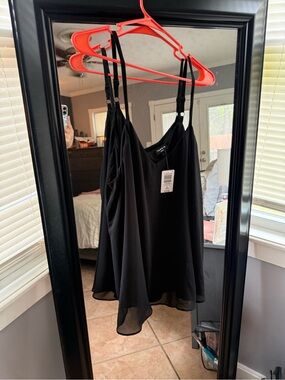 torrid Black Chiffon Spaghetti Strap Tank Top